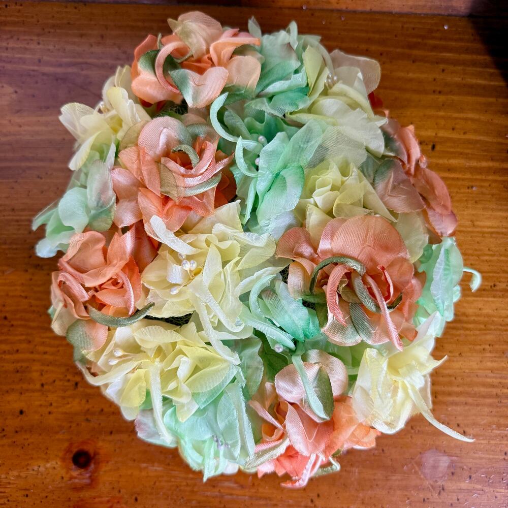 Vintage Floral Crown Hat Spring Flower Headpiece Pastel Festival Hair Accessory - Picture 2 of 4